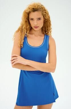 SPLITS59 Womens Martina Rigor Dress XL Classic Blue WHITE Scoop Neck NWT